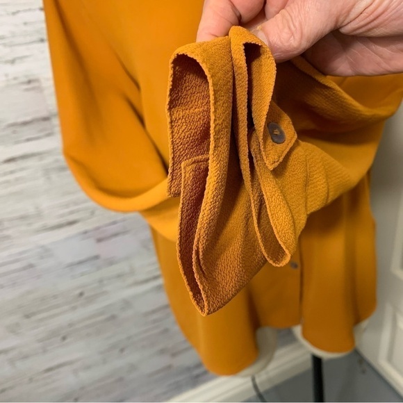 Jacqueline De Yong Rusty Orange Crepe Blouse Mandarin Collar Long Sleeves 36 EU - Picture 11 of 14